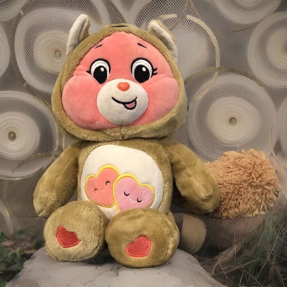 Care Bears Love A Lot Bear 13" Pink Fox Squirrel Hoodie Friends Plush Basic Fun